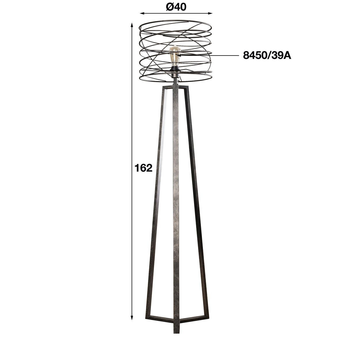 Lampadaire industriel en métal Twist