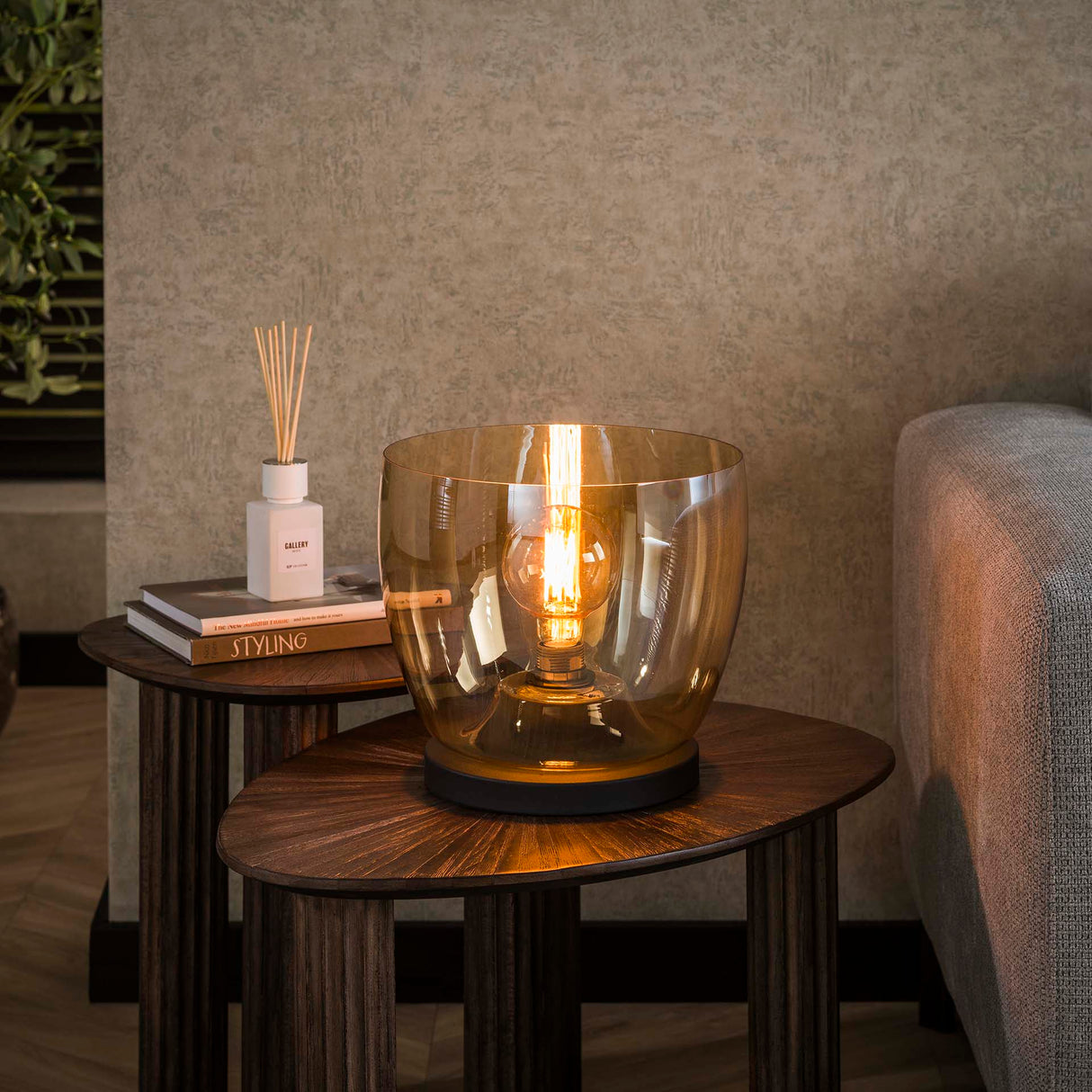 Vloerlamp Dain UP L Amberkleurig glas