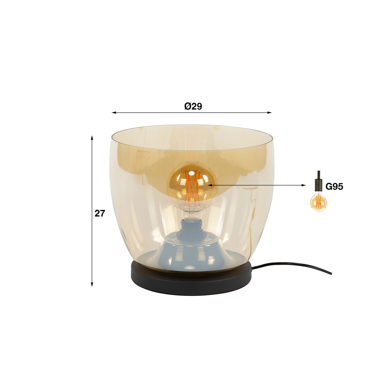 Lampadaire Dain UP L Verre couleur ambre 