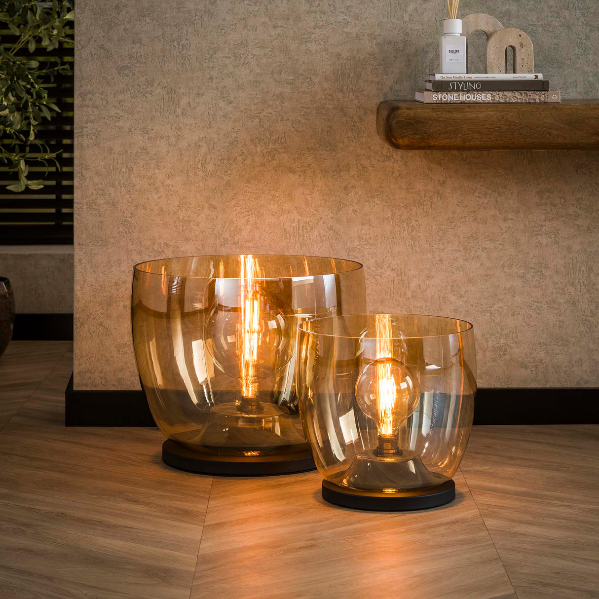 Vloerlamp Dain UP XL Amberkleurig glas