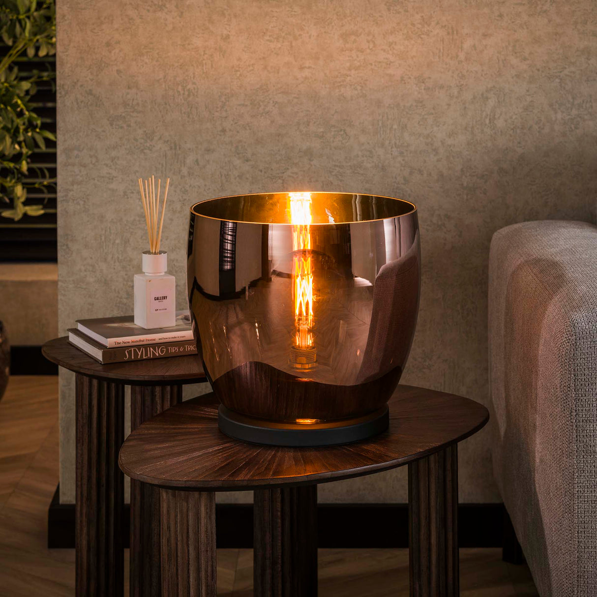 Vloerlamp Dain UP XL Koperkleurig glas