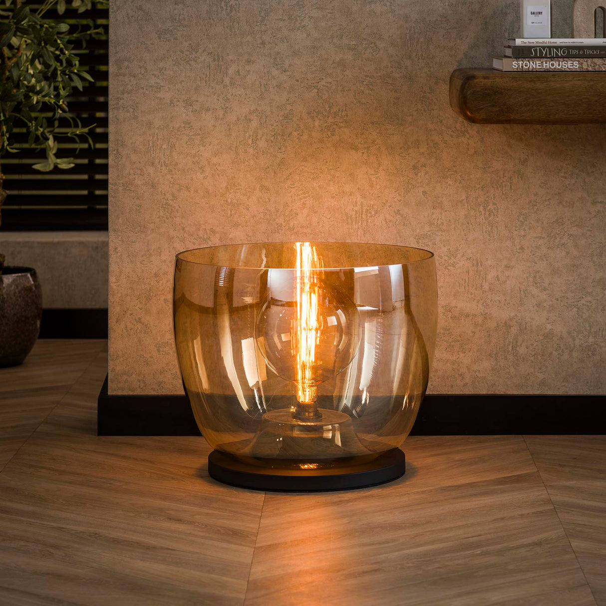 Vloerlamp Dain UP XXL Amberkleurig glas