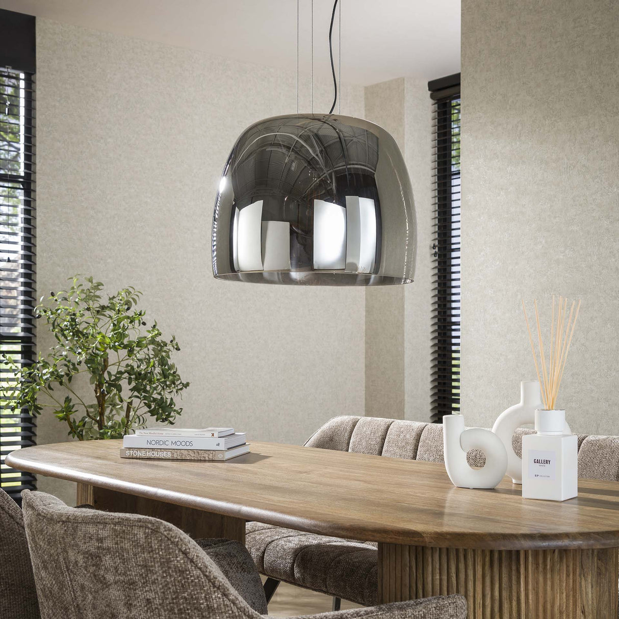 Hanglamp Dain 1-lichts XL chroomkleurig glas