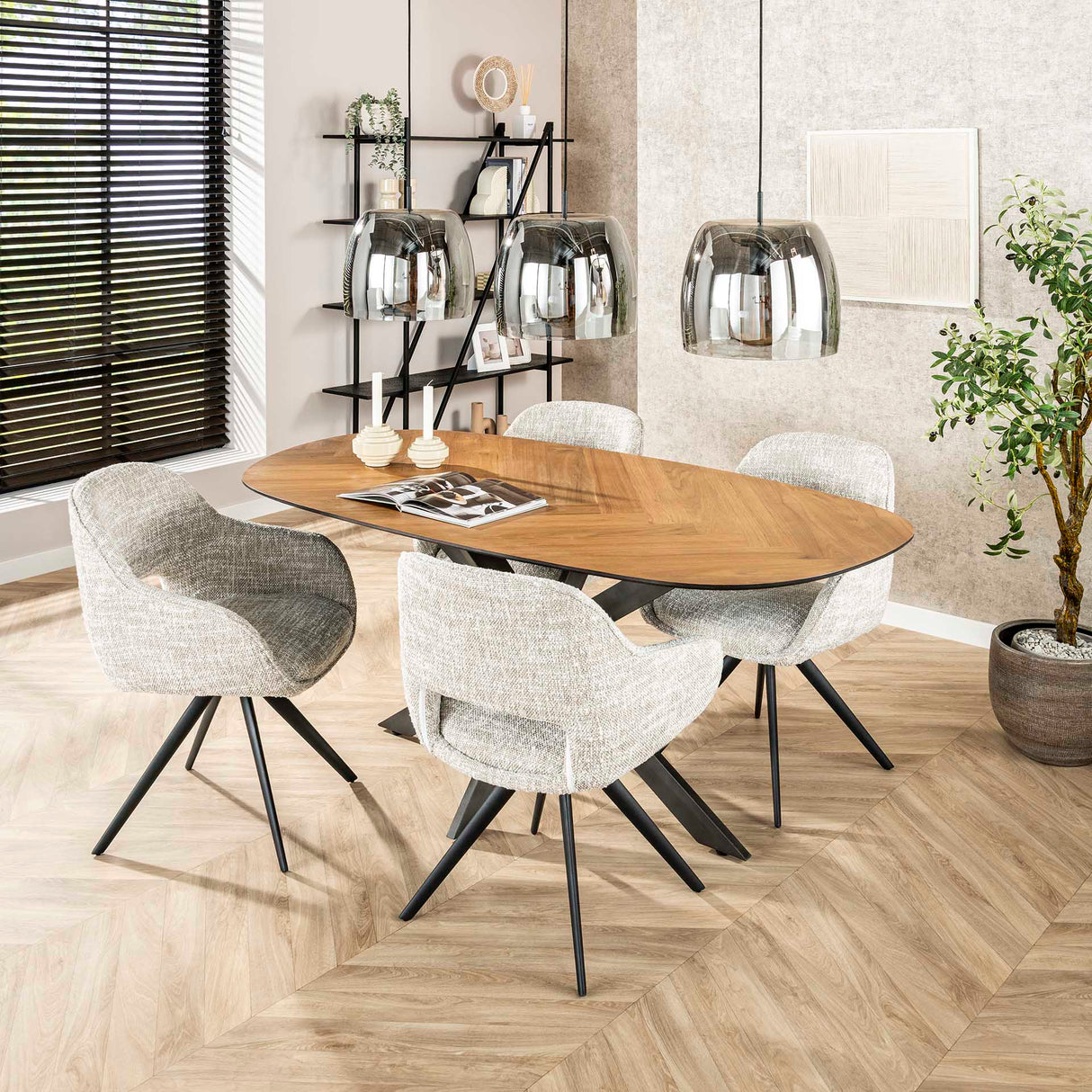 Hanglamp Dain 3-lichts chroomkleurig glas