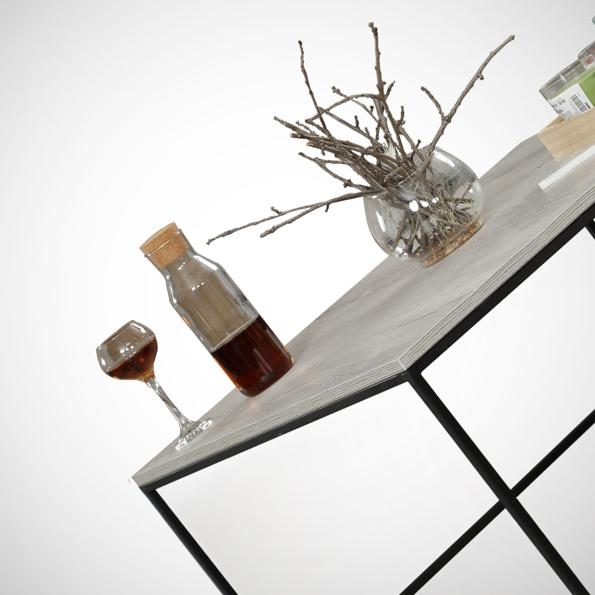 Table basse carrée 75x75 cm Pola - Bois gris mélaminé 