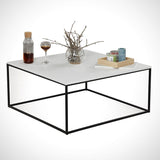 Table basse carrée 75x75 cm Pola - Mélamine blanche 