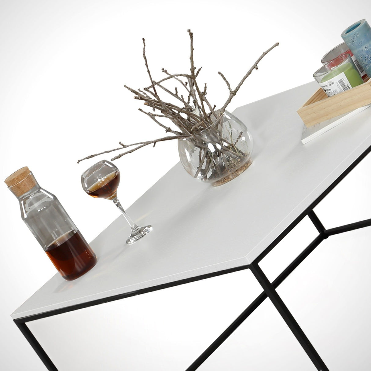 Table basse carrée 75x75 cm Pola - Mélamine blanche 