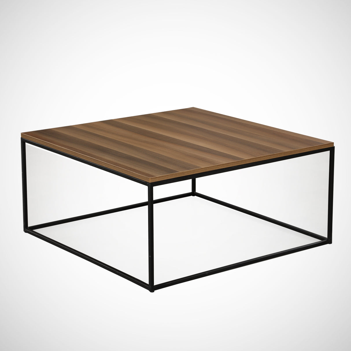 Table basse carrée 75x75 cm Pola - Mélamine noyer 