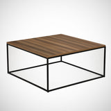 Table basse carrée 75x75 cm Pola - Mélamine noyer 