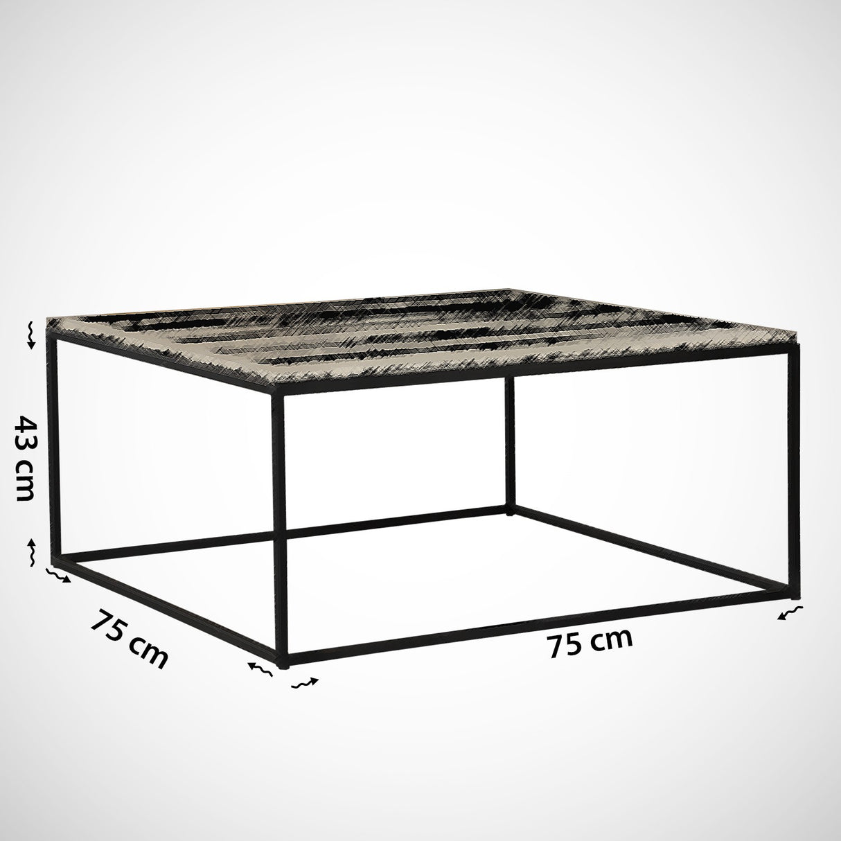 Table basse carrée 75x75 cm Pola - Aspect marbre noir en mélamine 