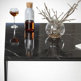 Table basse carrée 75x75 cm Pola - Aspect marbre noir en mélamine 