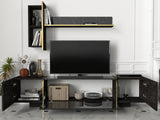 Ensemble de meubles de télévision Veyron Black Gol Mélamine 180x45x32.3 cm