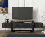 TV Meubel Bianco Zwart Goud Melamine 160x49,8x46,1 cm