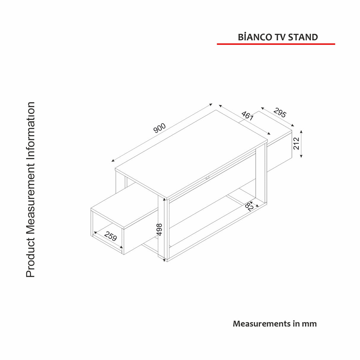 Meubles télévisés Bianco Black Gol Mélamine 160x49.8x46.1 cm