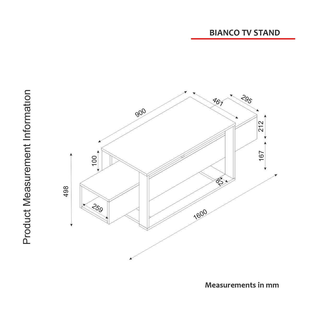 TV Meubel Bianco Wit Goud Melamine 160x49,8x46,1 cm