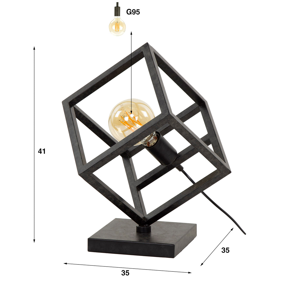 Lampe de table Drew cube noir 