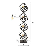 Lampadaire Drew 4 lumières cube noir 