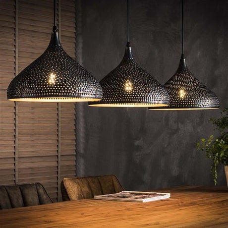 Lampe suspendue Aya 3 Funnel DH Intérieur Marron LxlxH 114x40x31 Noir marron Photo d'ambiance vue de face diagonale