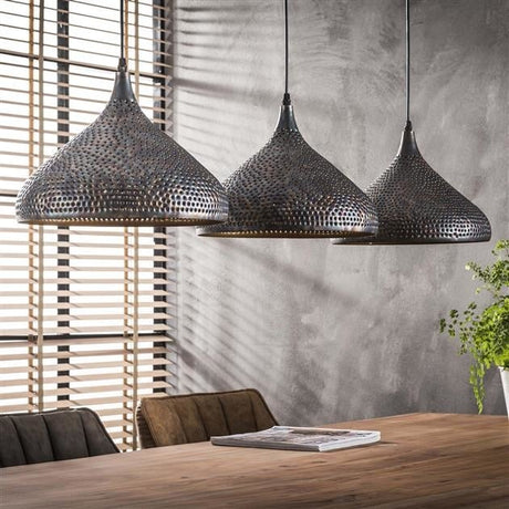 Lampe suspendue Aya 3 Funnel DH Intérieur Marron LxlxH 114x40x31 Noir marron Photo d'ambiance vue de face diagonale