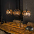 Lampes suspendues - Lampe suspendue Alfie 3 - métal clair noir marron - Dimehouse