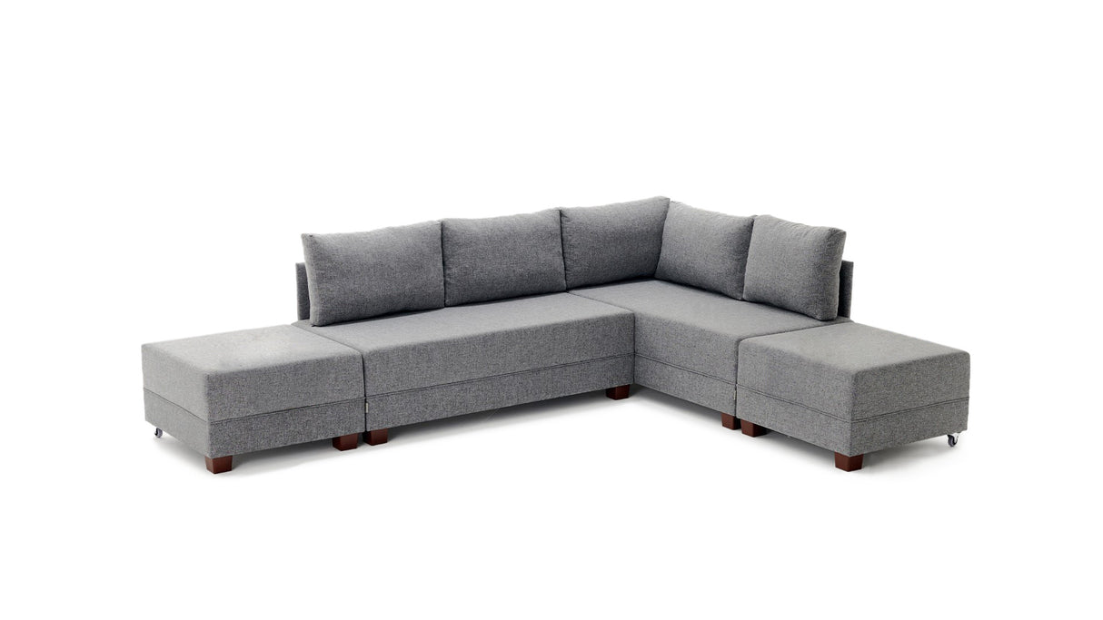 Canapé d'angle avec fonction couchage Right Fly Gris