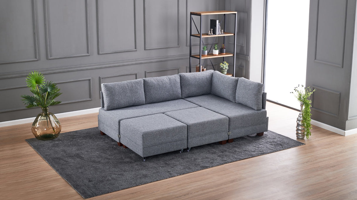 Canapé d'angle avec fonction couchage Right Fly Gris