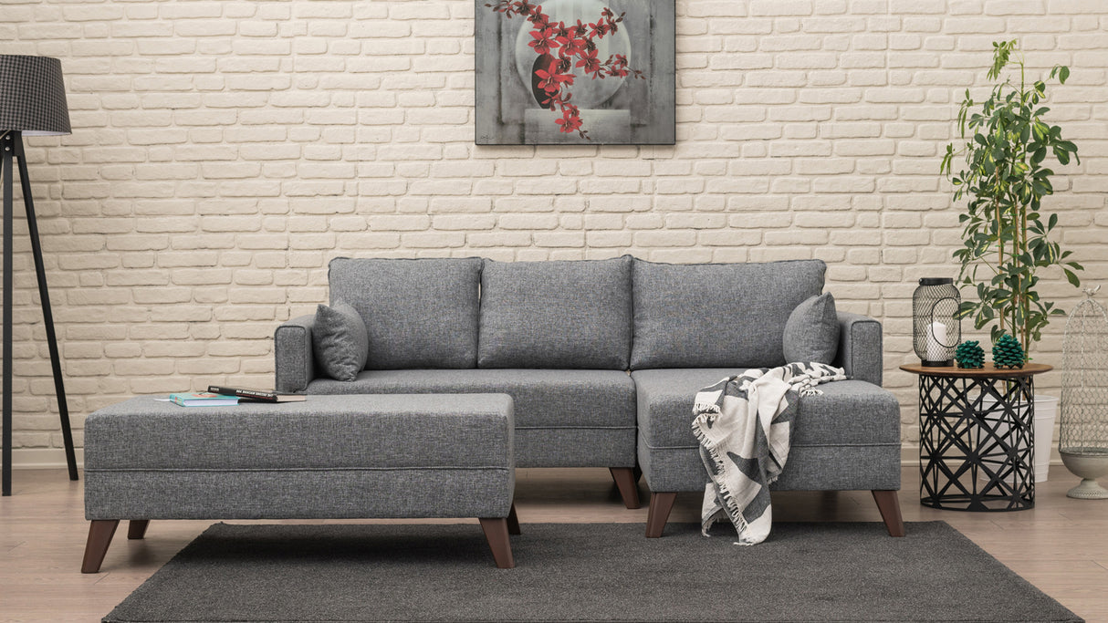 Canapé d'angle avec fonction couchage Droite Bella Grey