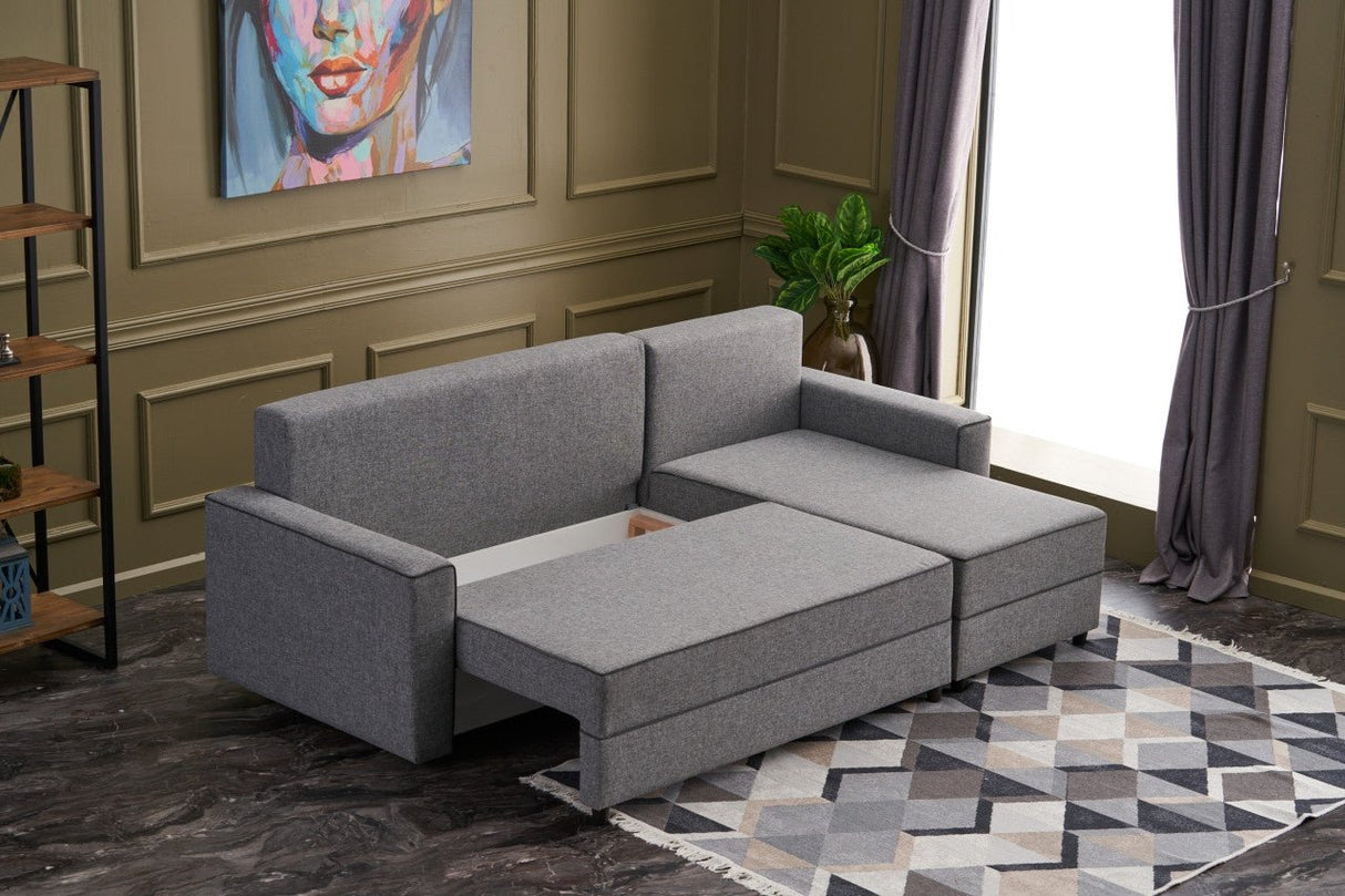 Canapé d'angle avec fonction couchage Droite Ece Gris