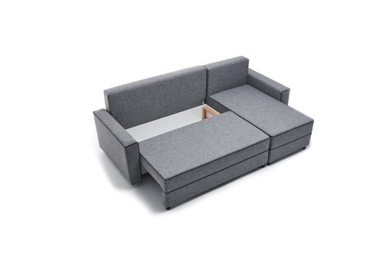 Canapé d'angle avec fonction couchage Droite Ece Gris