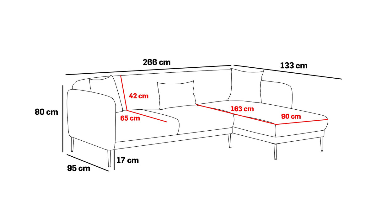 Canapé d'angle gauche avec fonction couchage Venus Anthracite