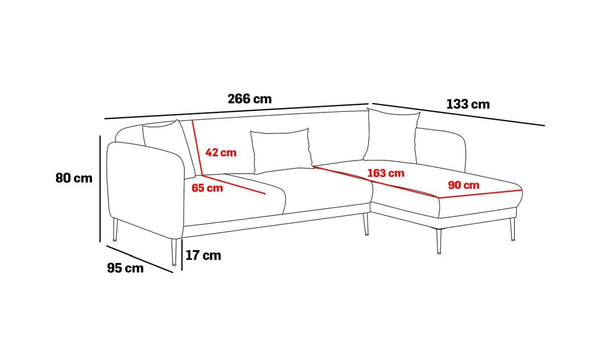 Canapé d'angle avec fonction couchage Droit Simena Beige - Golden Leg