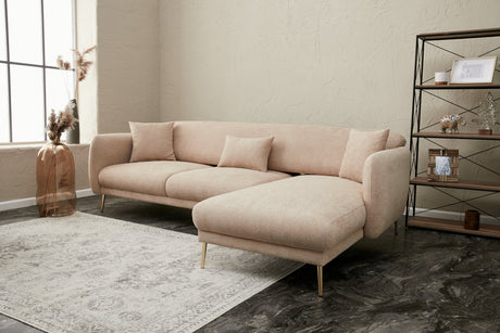 Canapé d'angle avec fonction couchage Droit Simena Beige - Golden Leg