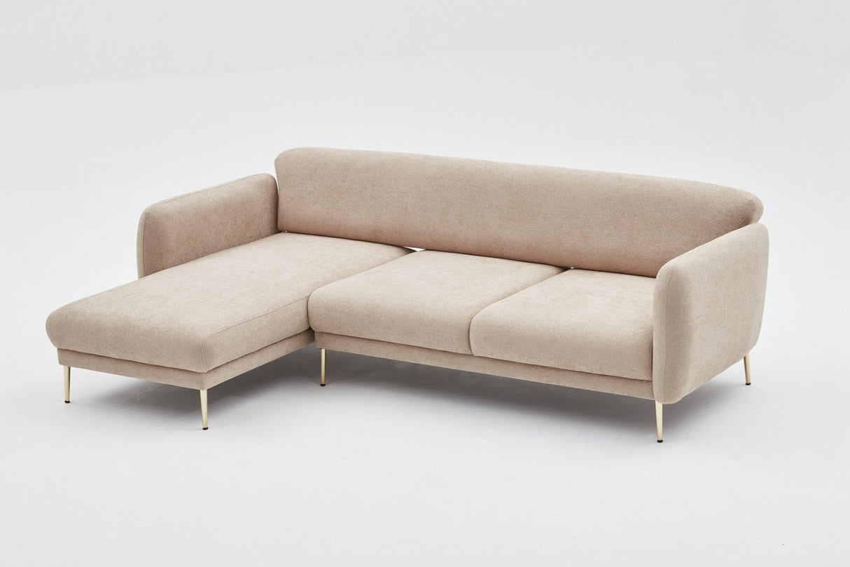 Canapé d'angle avec fonction couchage Gauche Simena Beige - Golden Leg