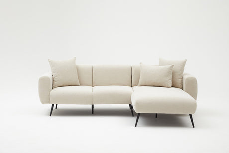 Hoekbank crème stof - Hoge slanke poten - massief binnenwerk - 252 x 155 cm - Side