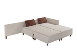 Canapé d'angle avec fonction couchage Droit Matris Beige