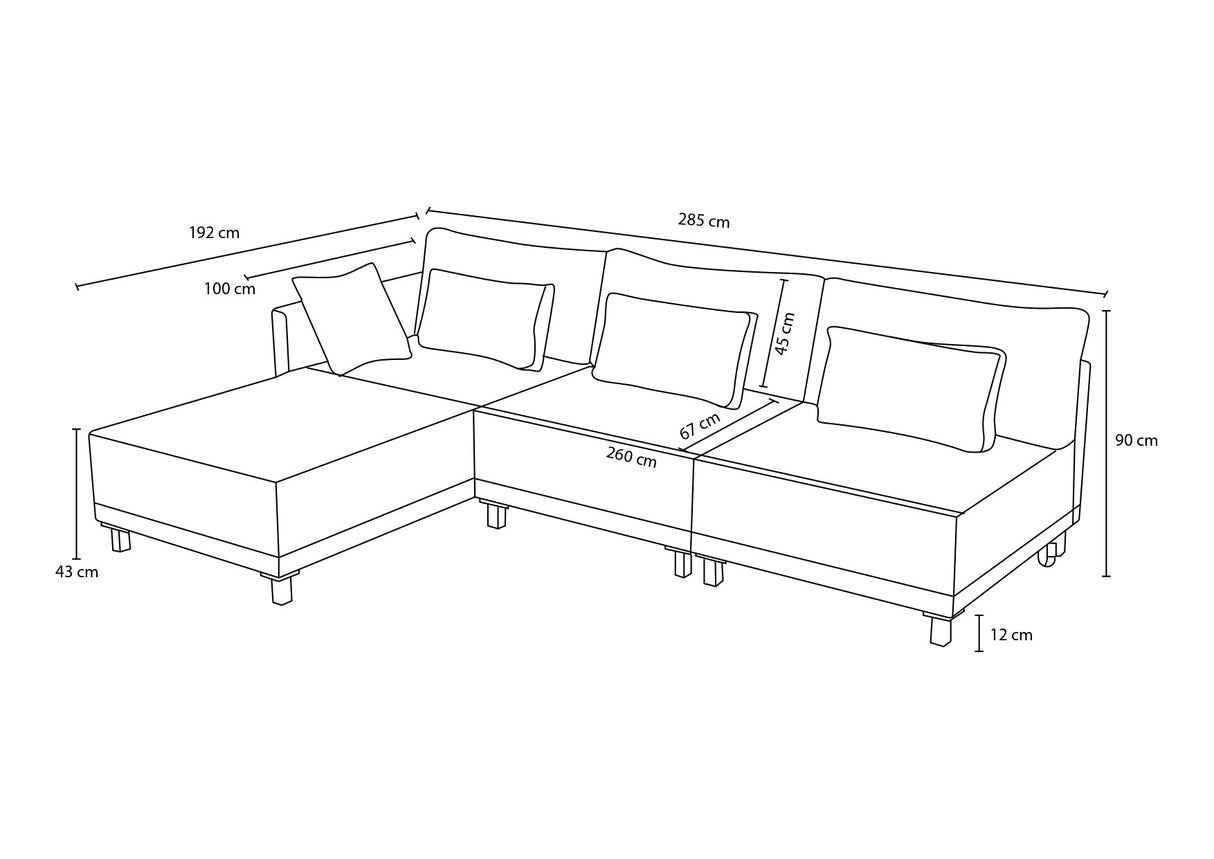 Canapé d'angle avec fonction couchage Droit Matris Beige