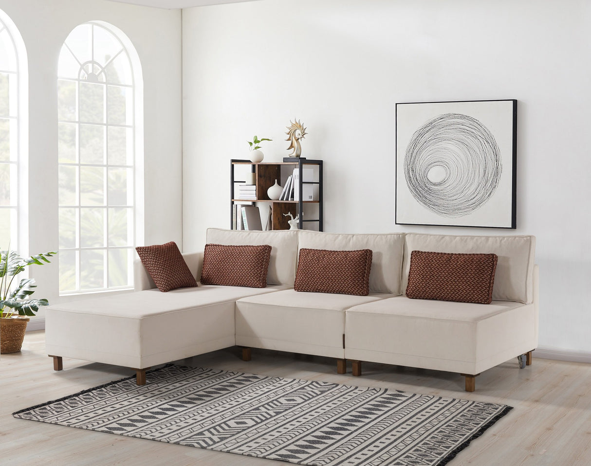 Canapé d'angle avec fonction couchage Gauche Matris Beige