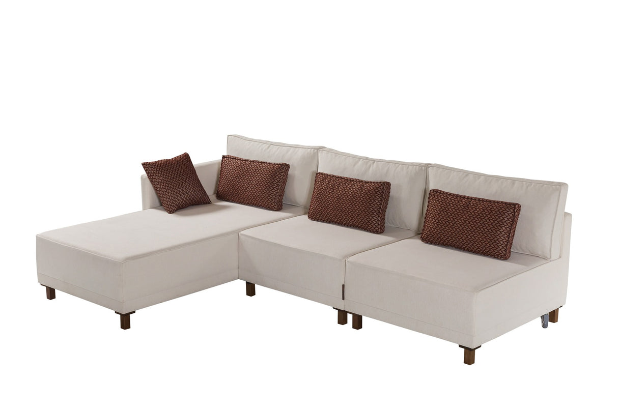 Canapé d'angle avec fonction couchage Gauche Matris Beige