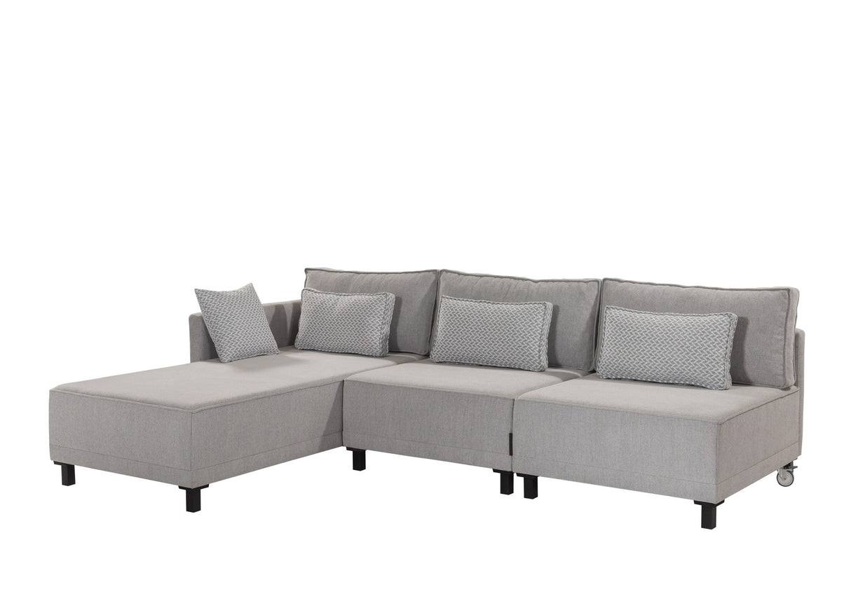 Canapé d'angle avec fonction couchage Gauche Matris Gris