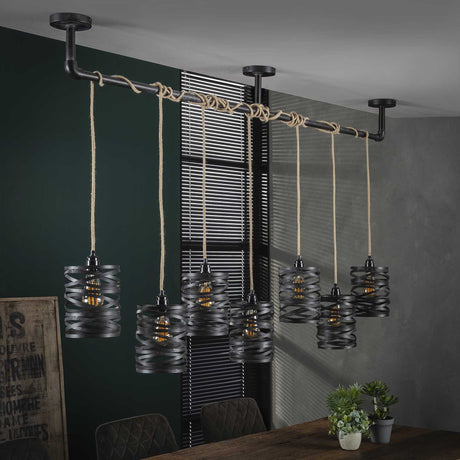 Industriële Hanglamp Twist Metaal 7-Lichts