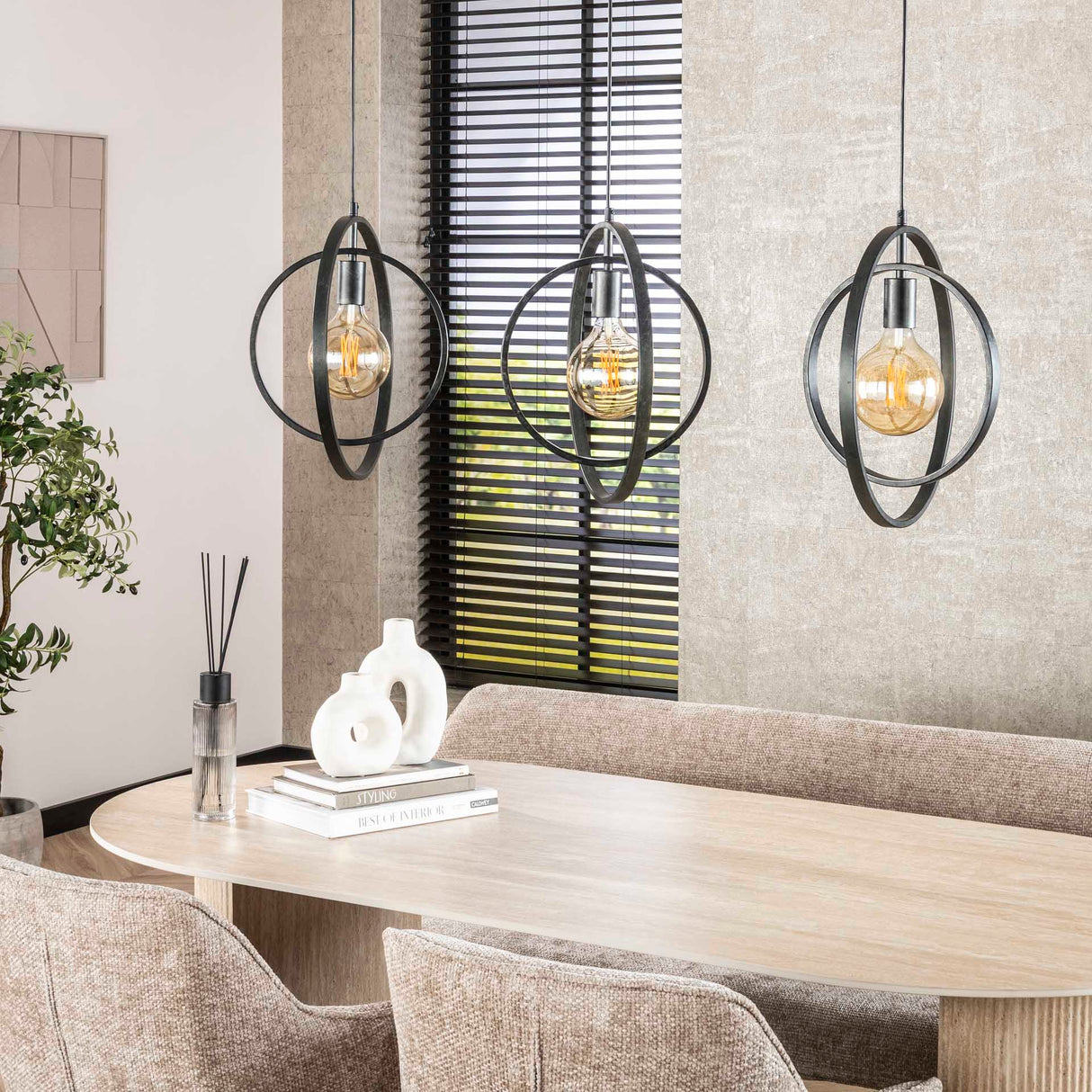 Hanglamp Industrieel Otan 3-lichts Rond Metaal