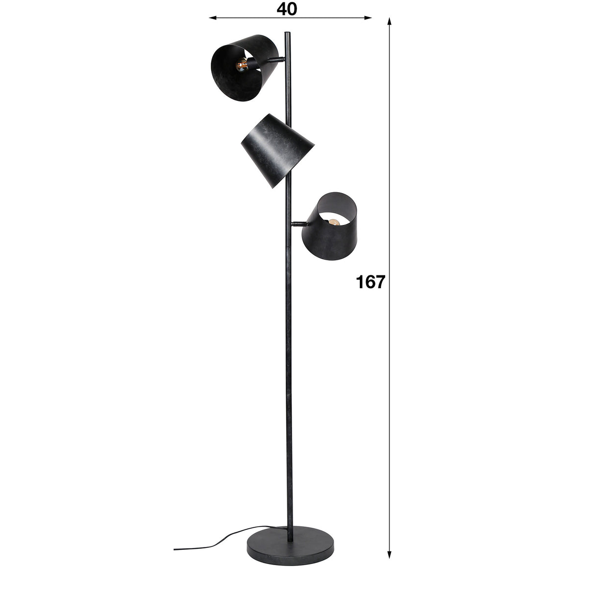 Vloerlamp Carta DH Interior Charcoal LxBxH 76x51x31 Metaal Witfoto maatindicatie