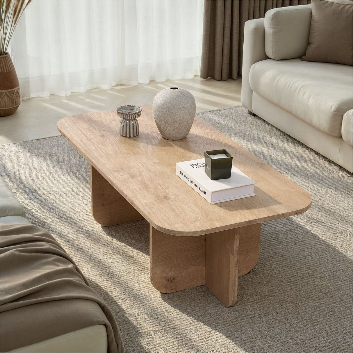 Table basse Akira aspect chêne saphir 120 cm bois composite enduit mélaminé