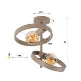 Moderne Plafondlamp Otan 2-lichts Beige 42 cm