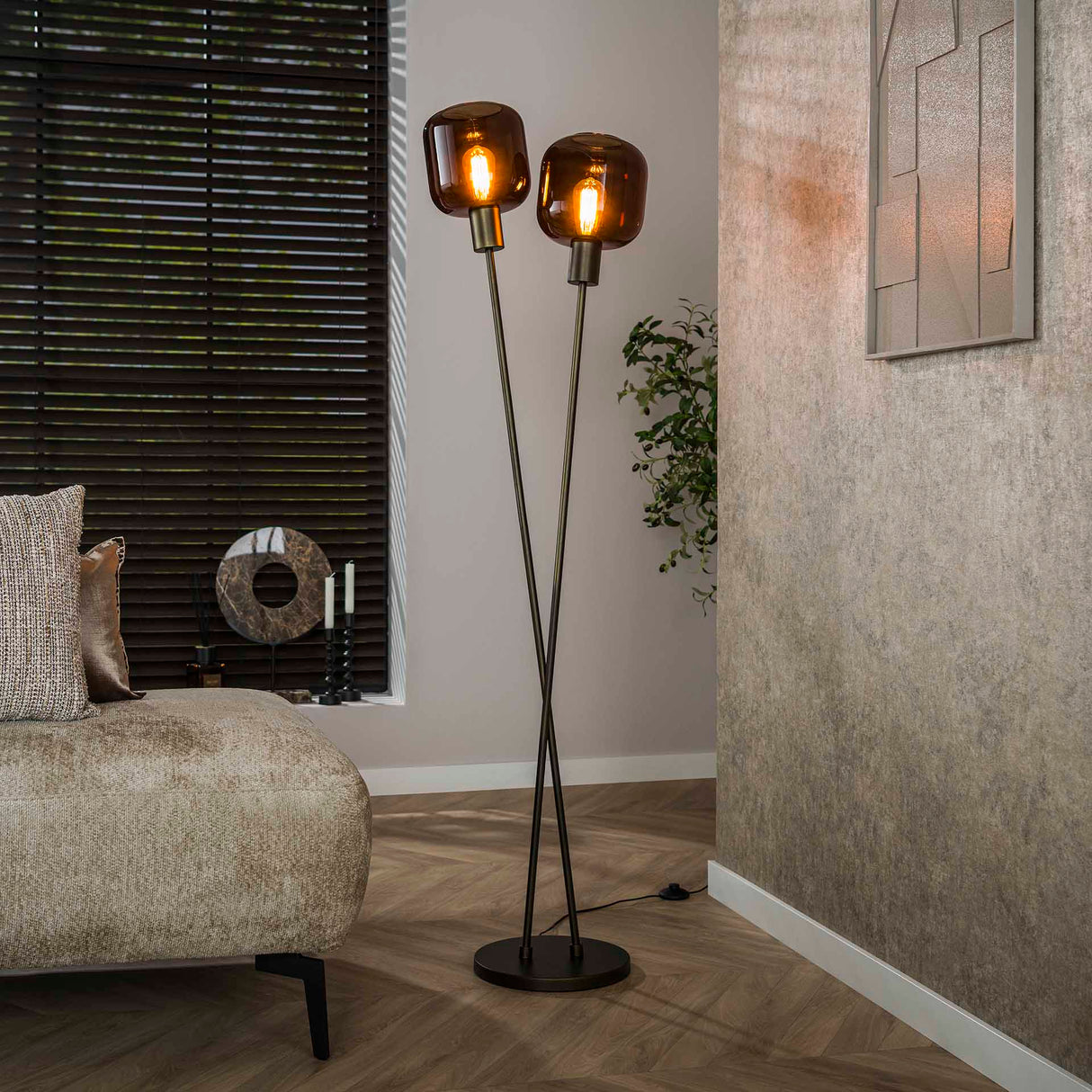 Lampadaire Terra Duo 2 lumières - Marron 