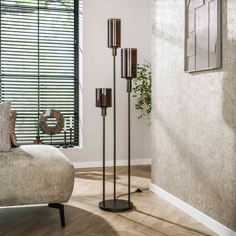 Industriële Vloerlamp 3-lichts Getrapt Sienna Bruin