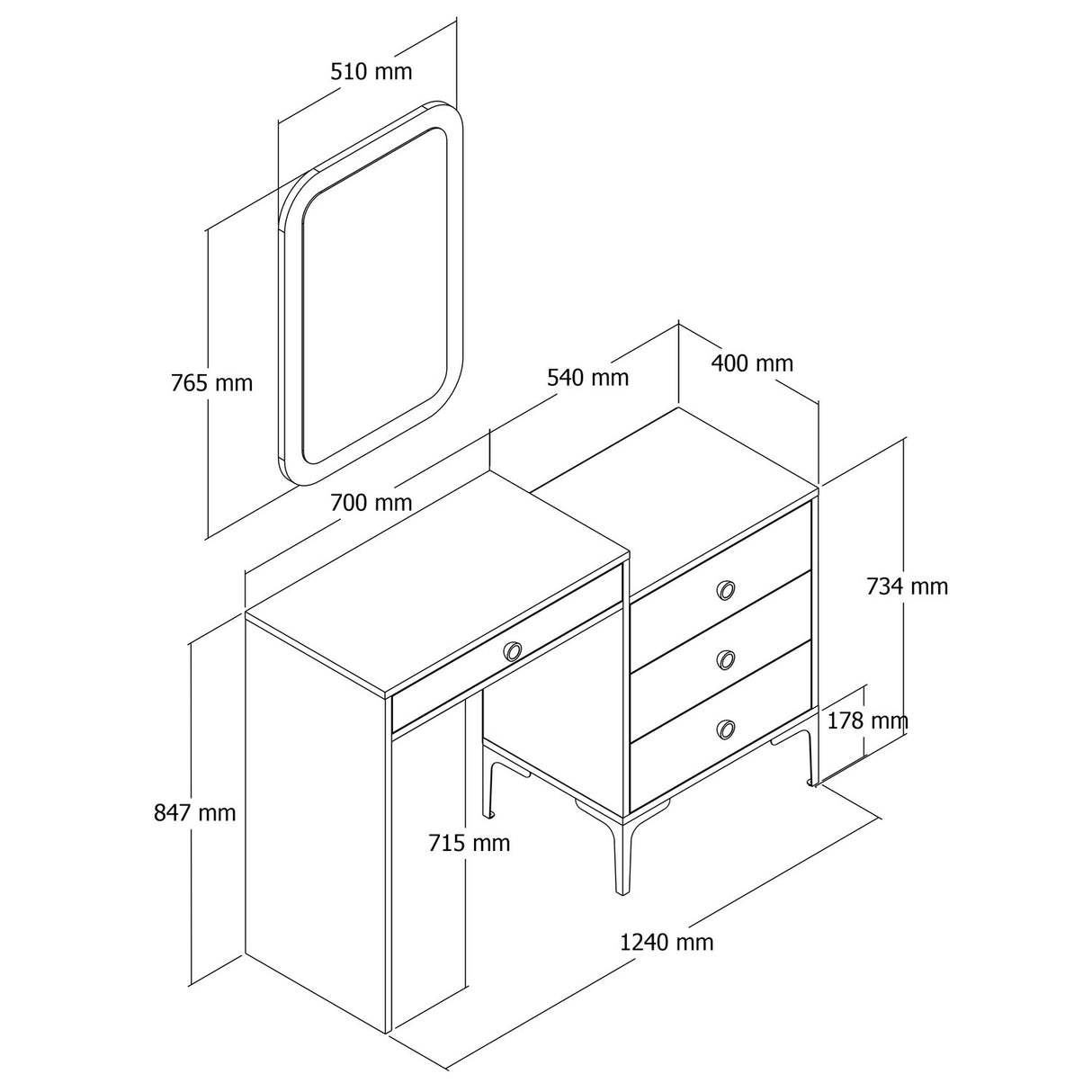 Chargement d'armoire Lizbon anthracite Mélamine 124x84.7x40 cm