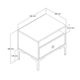 Table de chevet lizbon noyer blanc mélamine 56x50.8x40 cm