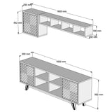 Ensemble de meubles de télévision Inci Walnut Mélamine blanche 160x56.2x35 cm