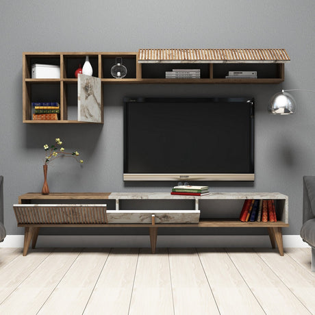 Ensemble de meubles télévisés Milan Walnut Marbre Mélamine 180x40x35 cm